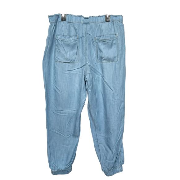 Knox Rose Women Chambray Jogger Size M Blue Pocket 100% Lyocell Pull On - Picture 2 of 3